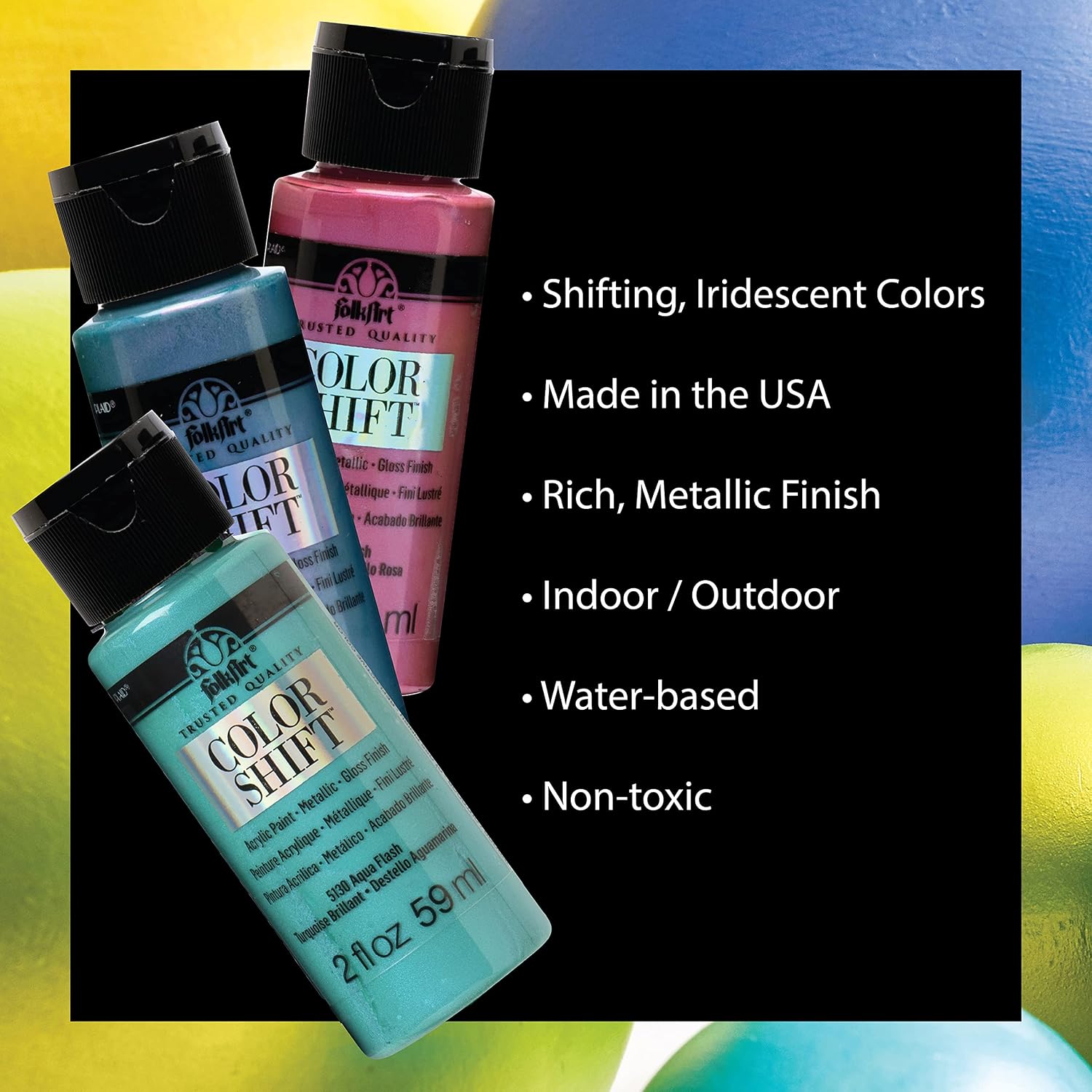 FolkArt , Multi-Surface 4 Bottle Acrylic Paint Set, 2oz, Color Shift Colors