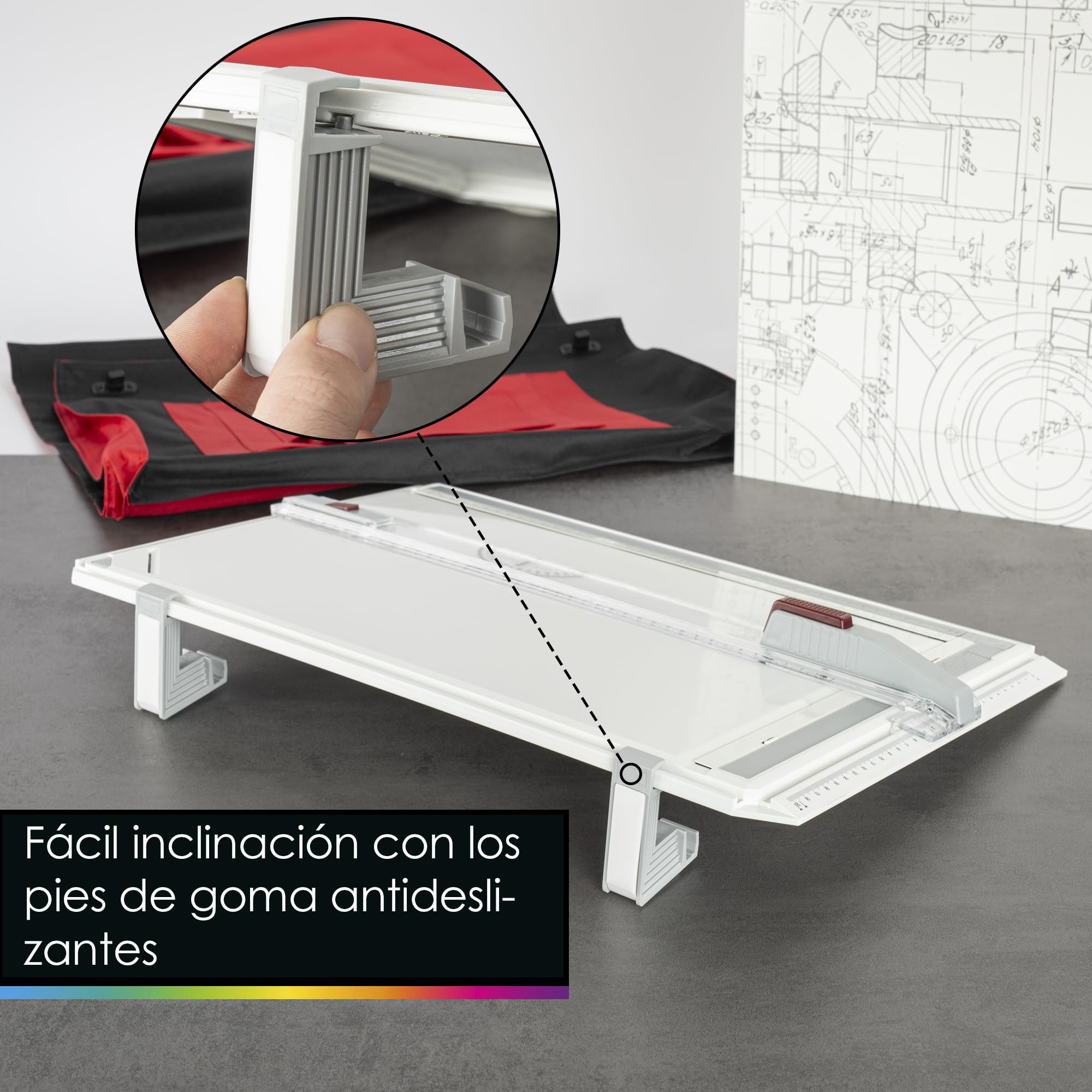 OfficeTree Tablero Dibujo Tecnico A3 - Mesa de Dibujo Tecnico - Tablero de Dibujo 37 x 50 cm - Reglas dibujo- Paralex Tablero 7 Piezas un Trabajo Exacto - Bolsa de Transporte y Diversos Accesorios