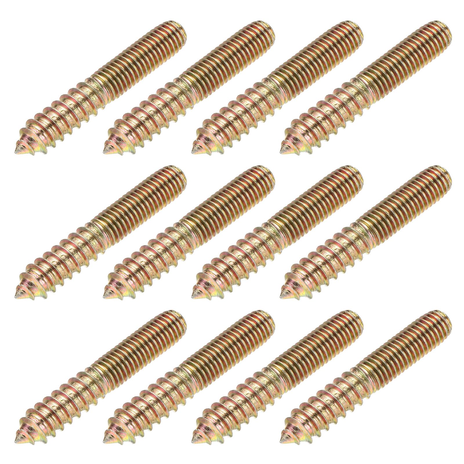 YELARXI M10 Hanger Bolts, 2.4"(60mm) Length Double Headed Bolts Self-Tapping 10mm Screw Wood Dowel Screw Bolt Furniture Accessories - Fitting for (Wood Joint Furniture Legs) 12 Pcs