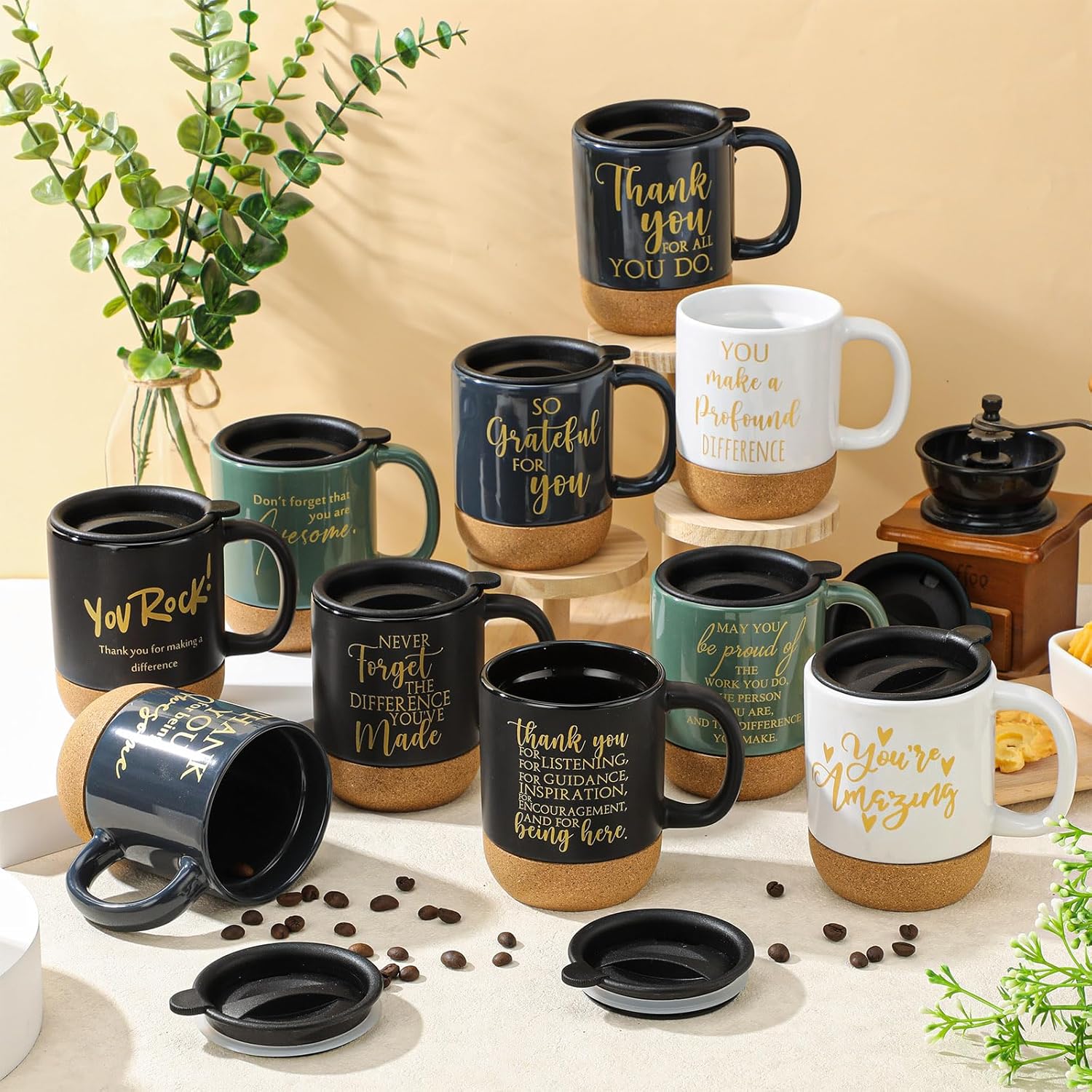 Rtteri 10 Pcs 15 oz Employee Appreicaiton Gifts Christian Coffee Mugs Office Thank You Mugs Ceramic Coffee Cups Coworker Motivational Team Gift for Teacher Men Women Group Office - Image 4