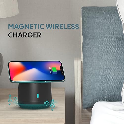 Miniatura 3 de RapidX Capo - Cargador inalámbrico magnético, altavoz Bluetooth portátil y soporte MagSafe para iPhone 15, 14, 13, 12, Mini, Plus, Pro y Pro Max