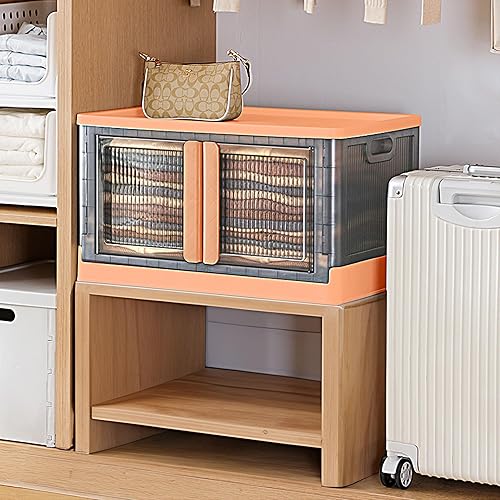 Contenedores de almacenamiento apilables con parte delantera abierta, caja de almacenamiento plegable de 8.4 galones, contenedores de almacenamiento