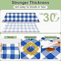 Vista 3 de Smiry Paquete de 10 Manteles Desechables de Cuadros Vichy Azules - 54" x 108" Mantel de Plástico de Servicio Pesado, Cubiertas de Mesa Impermeables