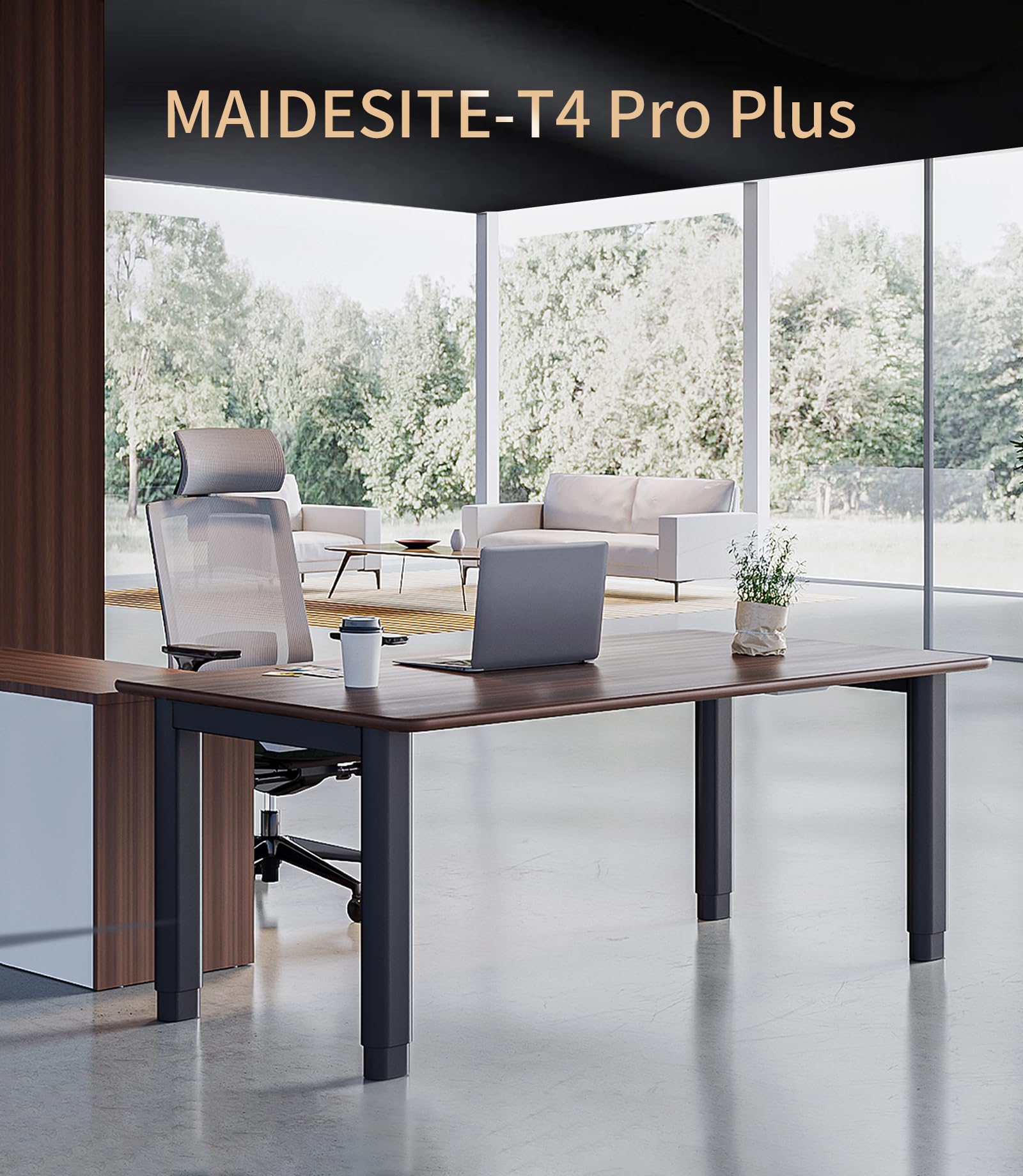 MAIDeSITe T4 Pro Plus Höhenverstellbarer Schreibtisch Gestell mit 240kg Hubkapazität, 2 Motoren elektrisch höhenverstellbarem Schreibtisch, Ultra-stabilem Tischgestell mit 4 ovalem Beindesign