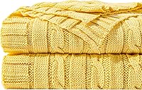 Vista 29 de NTBAY Manta de punto de cable de 100 % algodón puro, súper suave y cálida de 51 x 67, manta tejida para sofá, silla, cama, extra acogedora, lavable