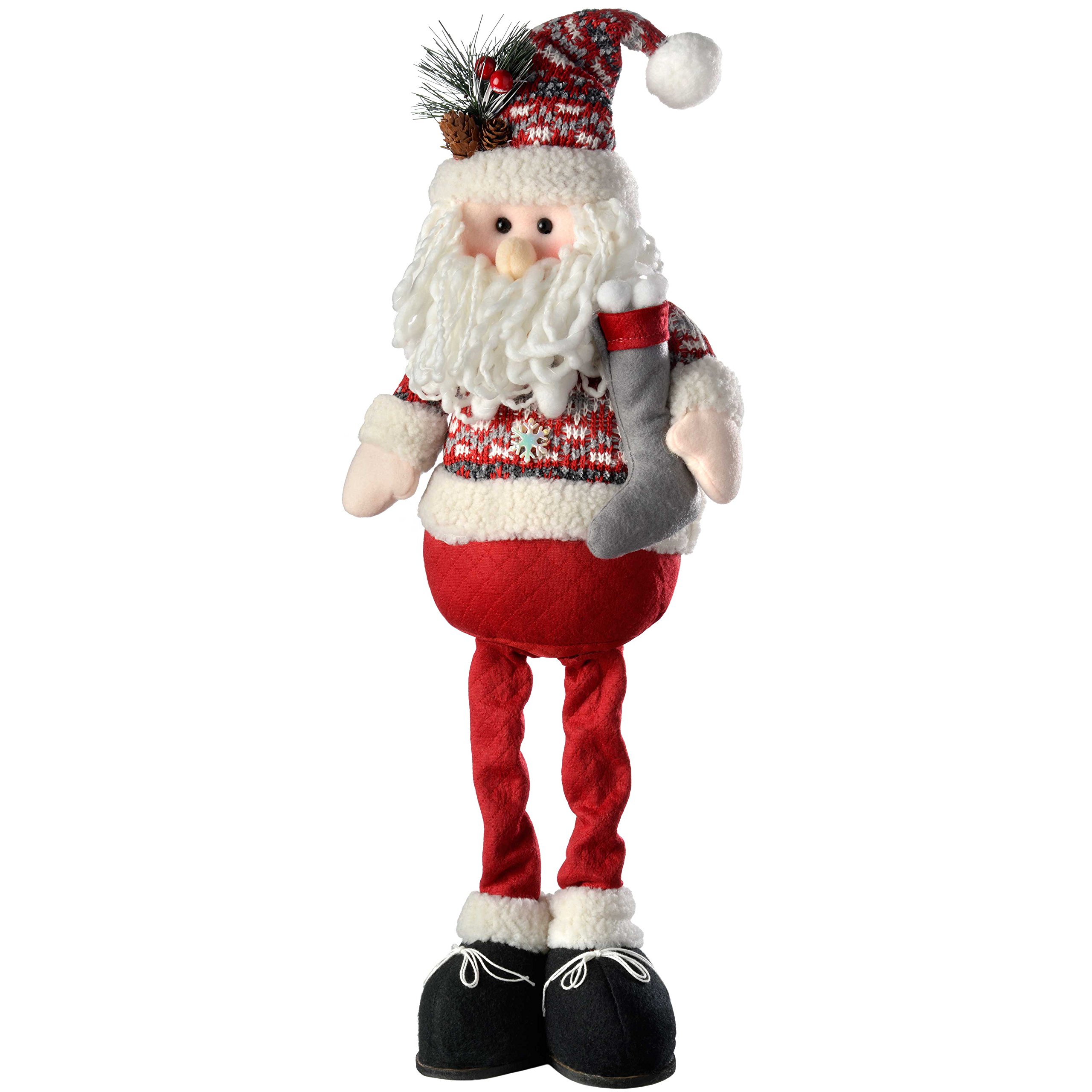 WeRChristmas Figurine de Père Noël Bonhomme de Neige Décorations de Noël, 51 cm – Rouge/Gris, Lot de 2