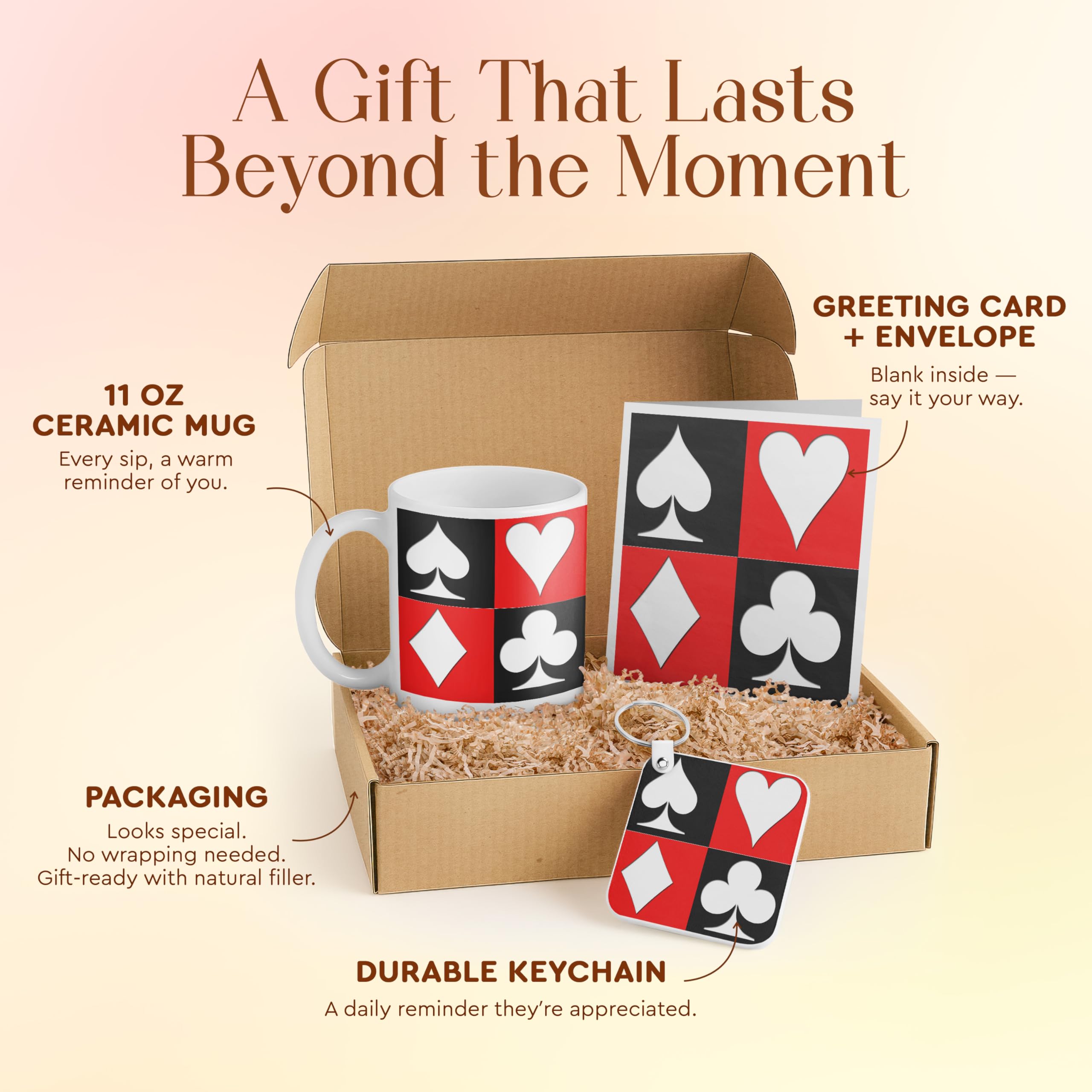 3dRose Poker Gift Set for Card Players - Includes Mug, Keychain, and Playing Cards - Perfect Birthday and Holiday Present for Poker Enthusiasts