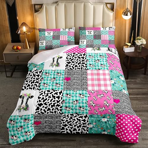 Miniatura 1 de Juego de ropa de cama Kawaii para niñas, tamaño individual, lindo estampado de vaca lechera, decoración de habitación, juego de ropa de cama de