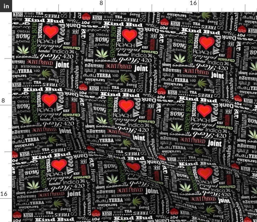 Spoonflower Fabric - Marijuana Cannabis 420 Weed Grass Pot Printed on Petal Signature Cotton Fabric by The Yard - Sewing Quilting Apparel Crafts Decor