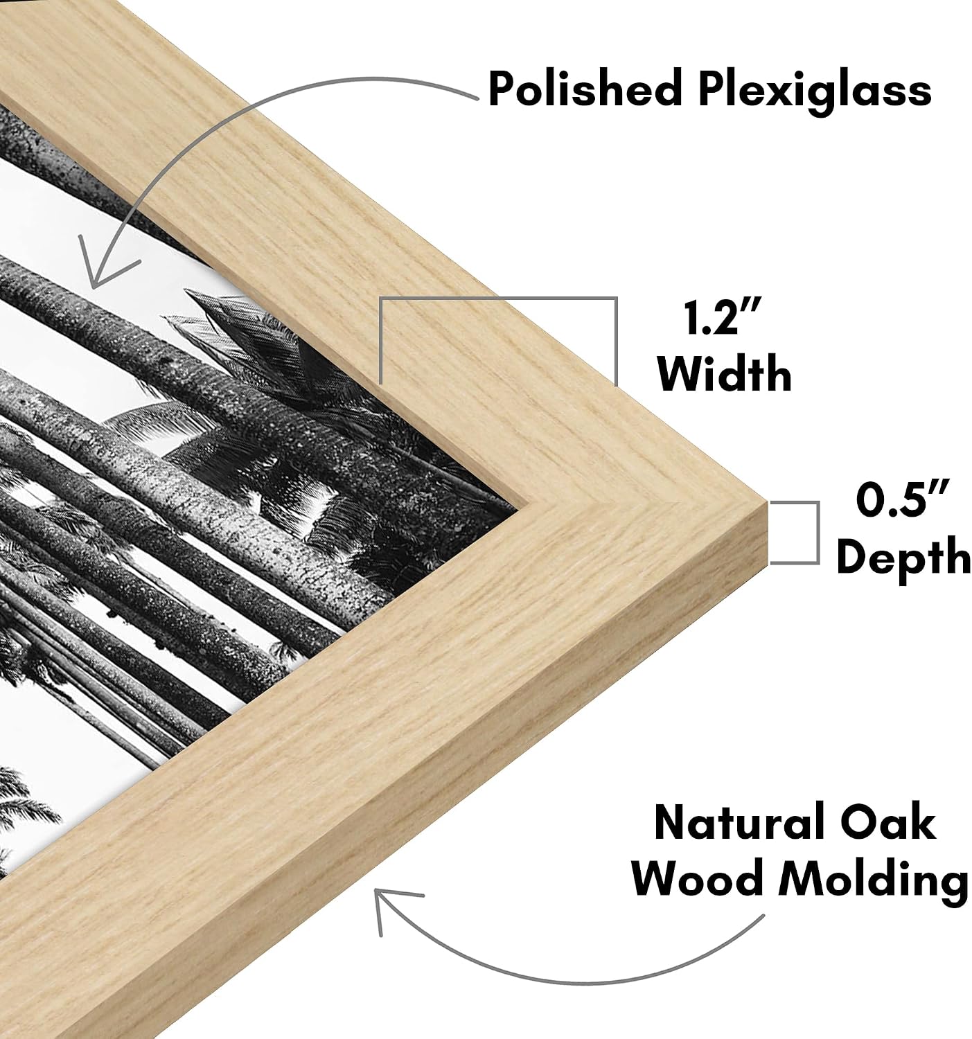 Americanflat 22x28 Poster Frame with Polished Plexiglass - Epic Collection - Gallery Wall Frames with Engineered Wood - Wide Photo Frame for Wall Display - Natural Oak