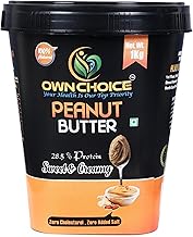OwnChoice Peanut Butter Sweet & Creamy 1 KG| Peanut Butter | High Protein | NO Refined Sugar | No Preservatives | Zero Cholesterol | High Protein 28.5g | High Fibre11.1g | 100% Vegan | No Artificial Flavor | No Palm Oil