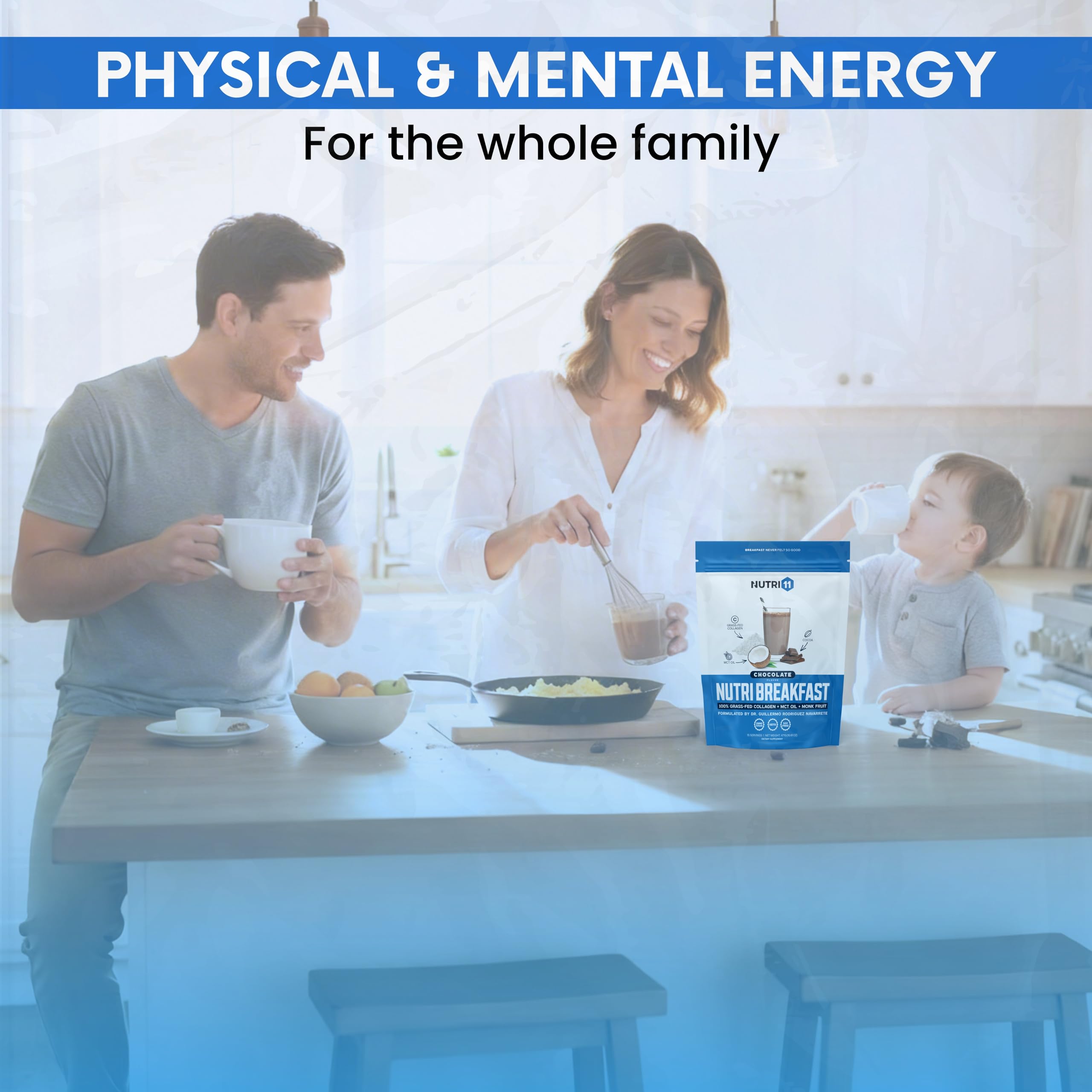 NutriBreakfast by Nutrillermo/Keto Protein Collagen Powder with MCT Oil/MCT Oil Powder/Keto Collagen Peptides with Grass-Fed Bovine Collagen Type I & III (15.9, Chocolate)