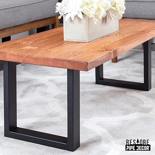 Miniatura 9 de PIPE DECOR Patas de mesa de metal, 18 pulgadas de altura, color negro, juego de 2 patas de acero industrial para mesas o bancos