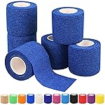 2 Self Adhesive Bandage Wraps, 6pcs Vet Wraps, Blue, 5 Yard Self Adherent Wraps for Sports, Wrist, Ankle and Swelling