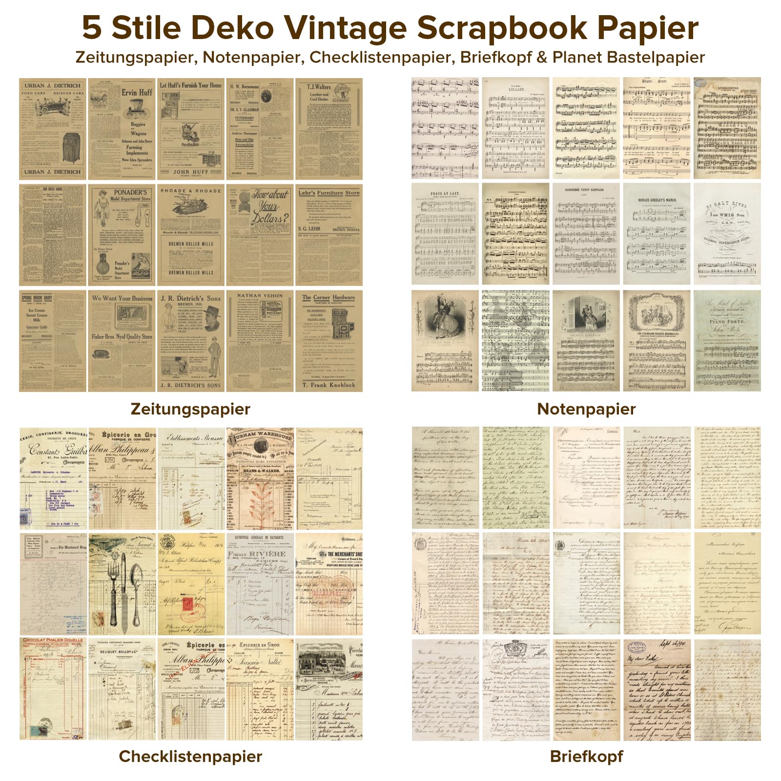 150 Feuilles Papier Scrapbooking Vintage 14x20 Cm – 5 Styles Pour DIY, Album, Journal
