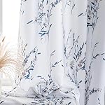 MYSKY HOME Curtains 72 inch Long Floral Curtains for Small Window Thermal Insulated Light Filtering Soft Curtain for Bedroom Bathroom Grommet Top Leaf Flower Drapes, 2 Panels, Navy Blue