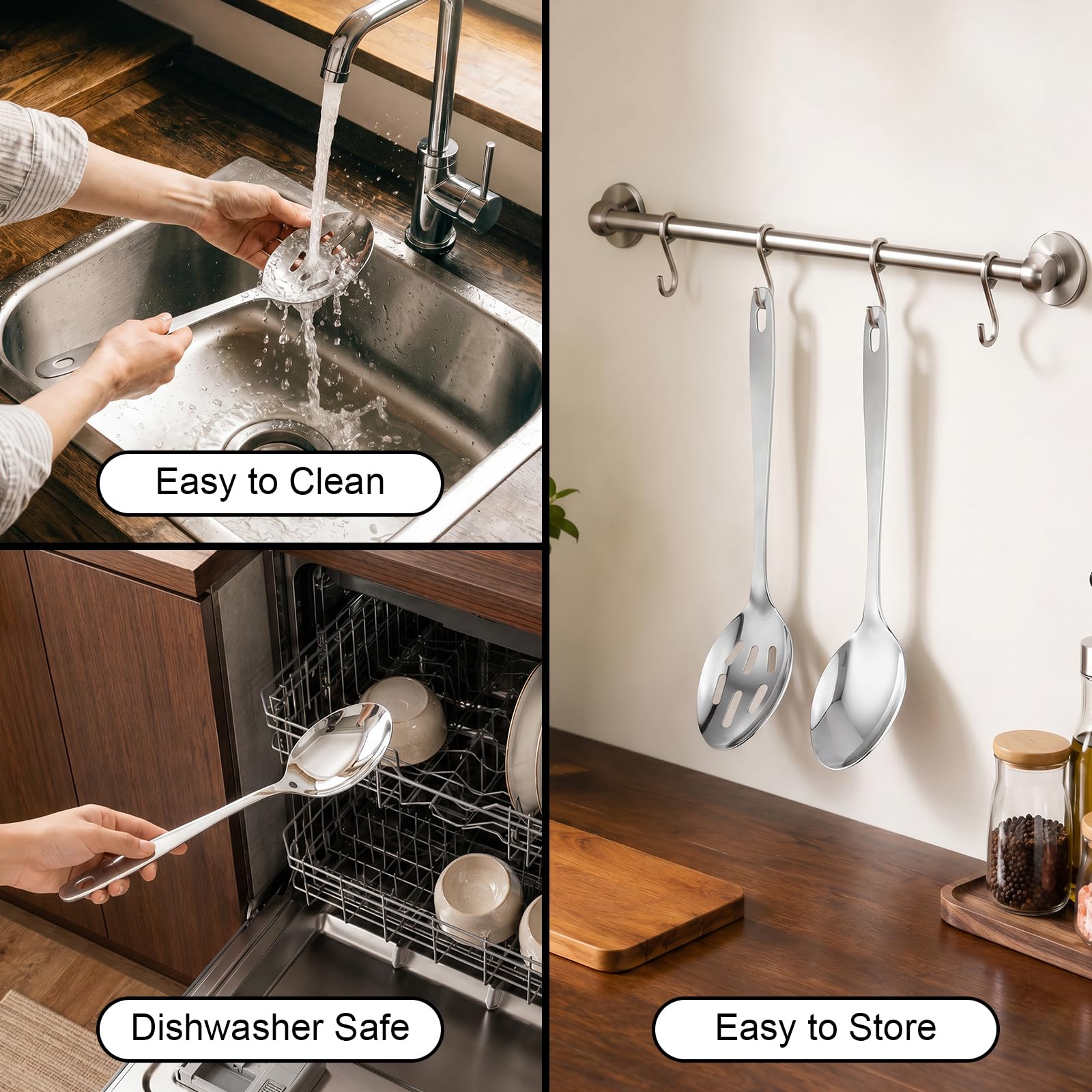 Kirecoo Stainless Steel Serving Spoons - 2 Piece Set -4