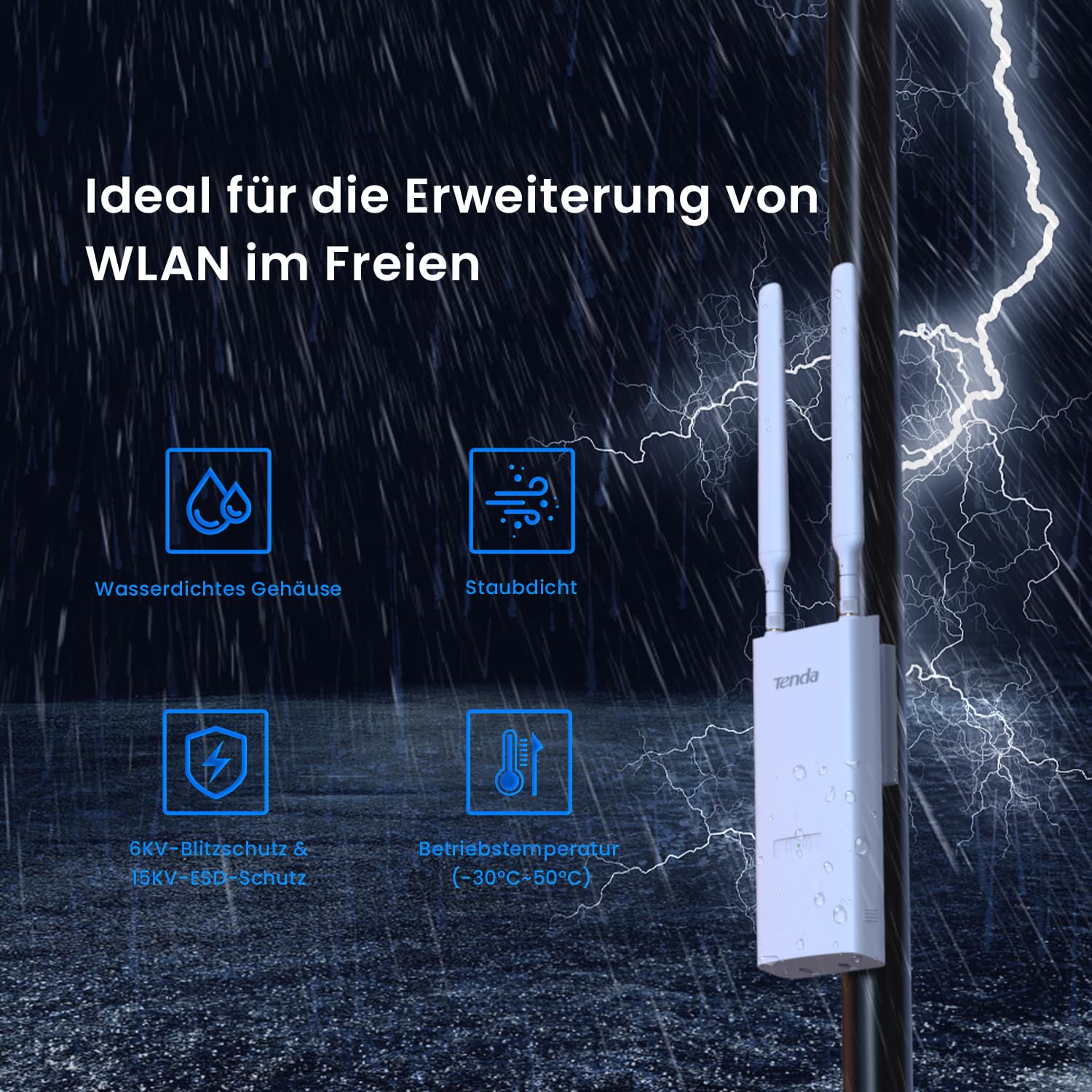 Tenda AC1200 WLAN Access Point Outdoor PoE Accesspoint (300 Mbit/s auf 2 – Bild 6