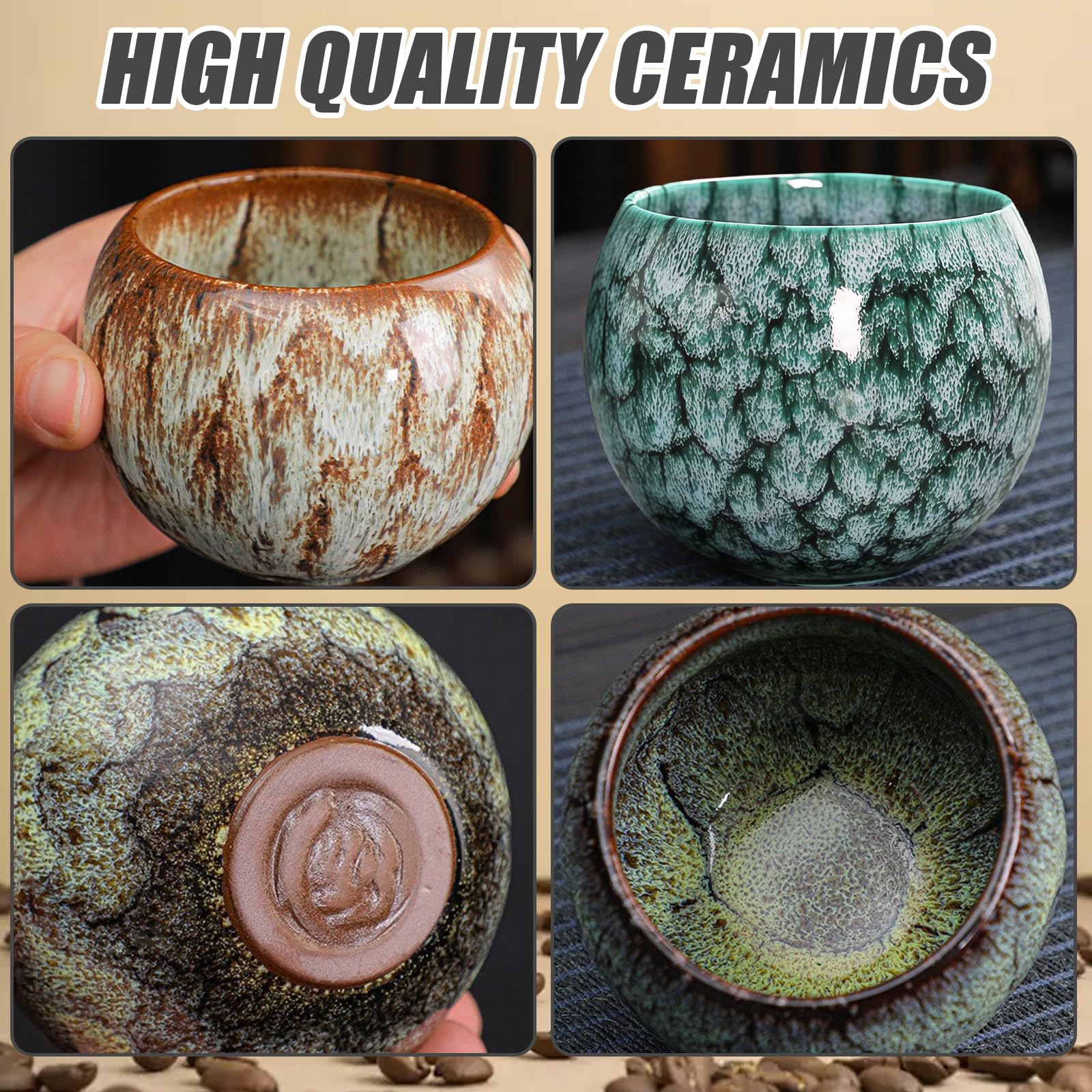 Mini Tasses à Expresso En Céramique - 5 Pièces Grès Japonais Sans Poignée 140 Ml Pour Café Et Thé