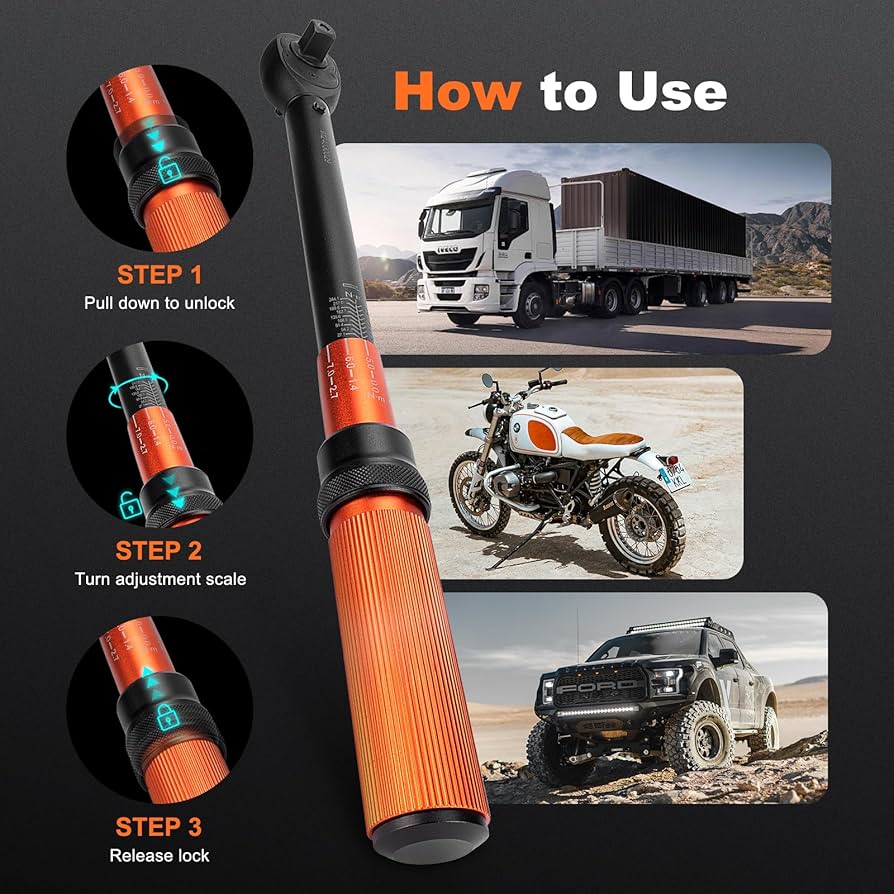 1/2-Inch Drive Torque Wrench Set 22PCS, 10-180FT.LB/13.6-244.1Nm