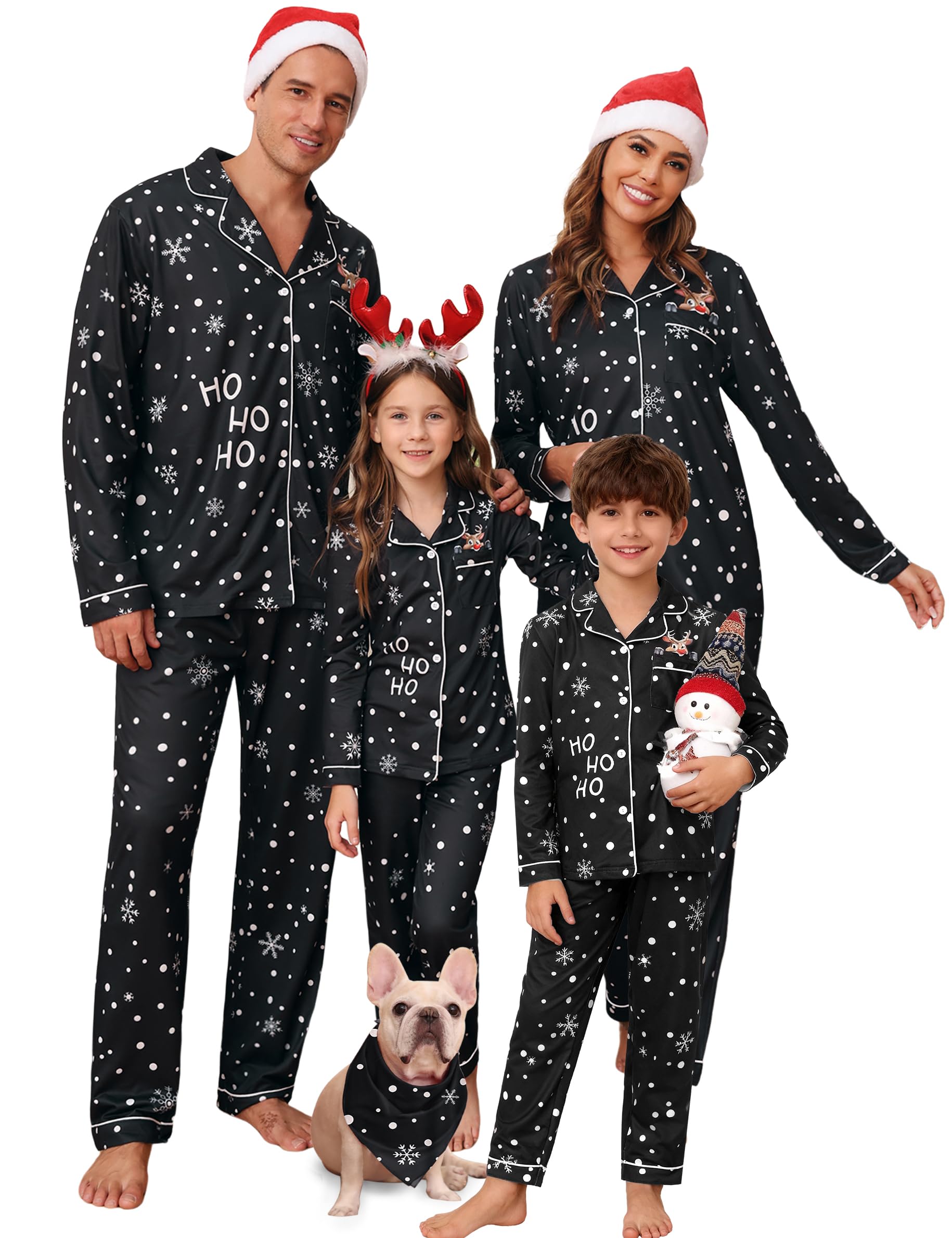 Christmas Family Matching Pajamas Long Sleeve Button Down Pj Set Festival Party Sleepwear-image-28