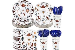 Cowboy Birthday Party Decorations Tableware Set for 24