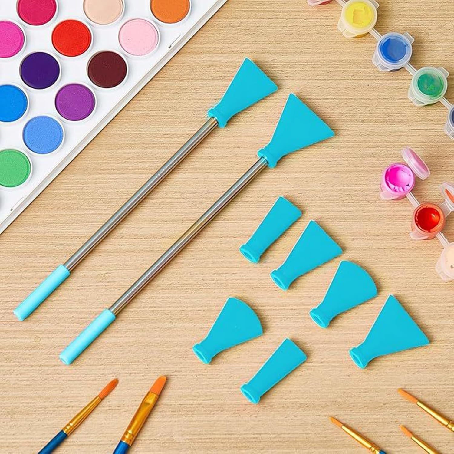 Multi Size Blow Nozzle Set With Stainless Steel Straws And Silicone Tip For Fluid Art Painting Creations Paint Supplies Multiple Size Blow Nozzles