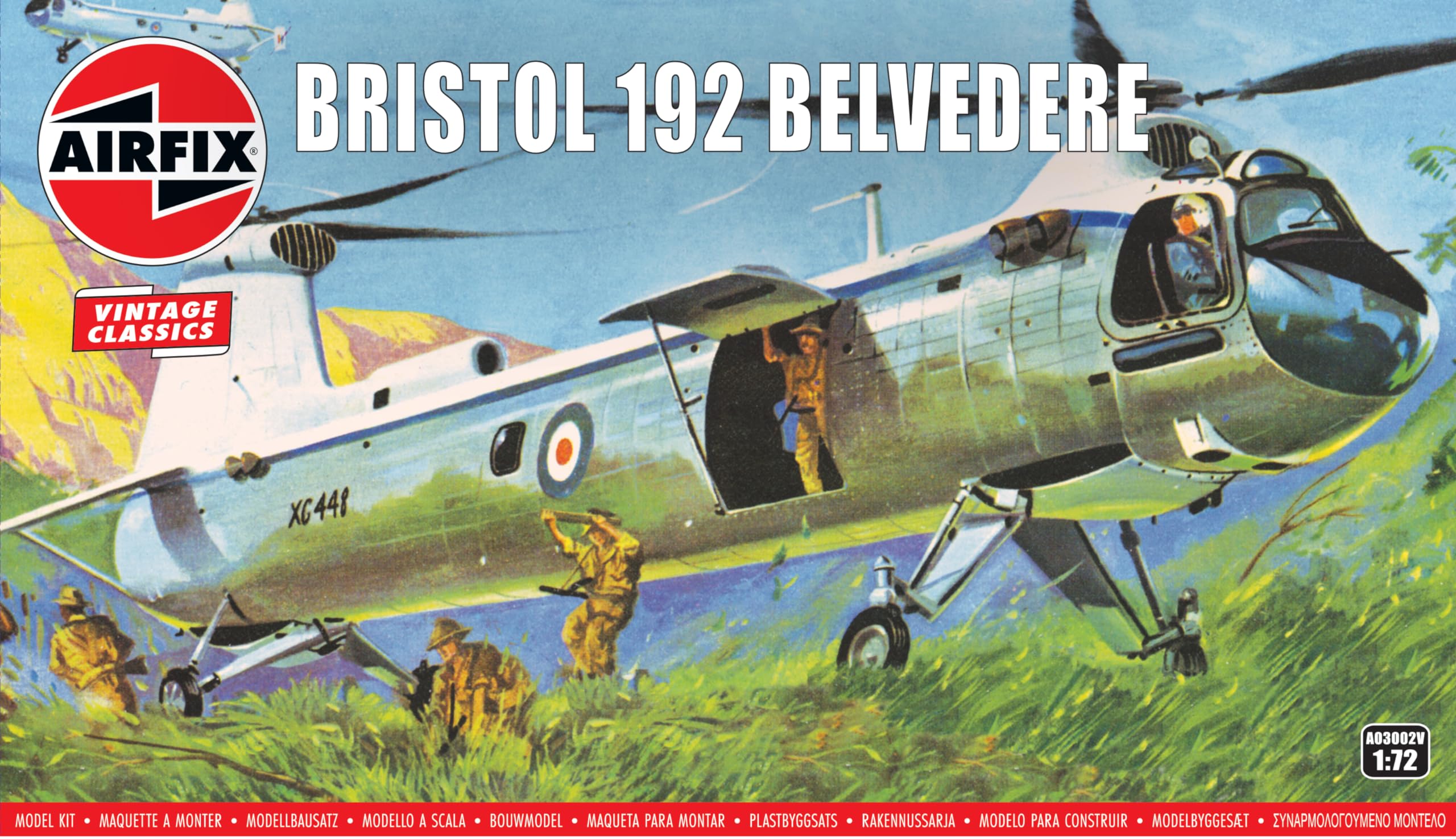 Airfix Vintage Classics Set - A03002V Bristol 192 Belvedere Model Building Kit - Plastic Aircraft Kits for Adults & Children 8+, Set Includes Sprues and Decals - 1:72 Scale