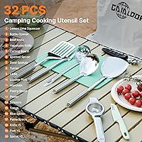 Vista 2 de Portable Camping Cooking Utensils Set, Camp Kitchen & Campfire Cooking Equipment, RV Essentials, Camper Must-Haves Accessories, Outdoors Cookware