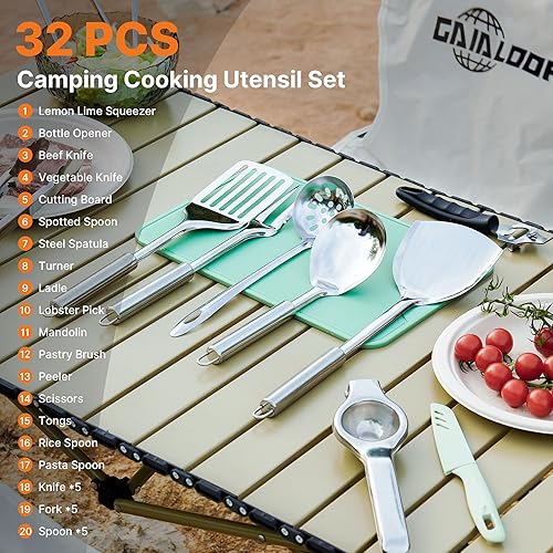 Miniatura 2 de Juego de utensilios de cocina para camping, utensilios de cocina para campamento, cocina, palos giratorios para asar malvaviscos, tenedores para