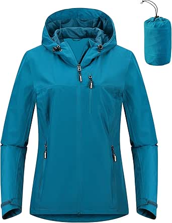 Outdoor Ventures Packable Women's Waterproof Rain Jacket with Hood