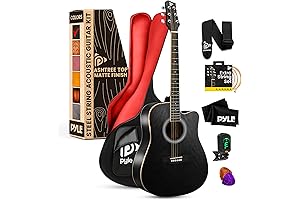 Pyle Audio PAGR41BK 41" Full Size Cutaway Acoustic Guitar Kit with Armored Gig Bag
