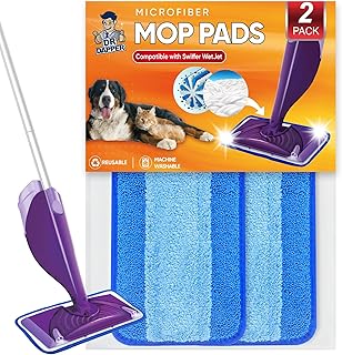Reusable Wet Jet Pads Compatible with Swiffer WetJet Mop, 2 Pack Wet Jet Refills, Reusable Wet Pads, Microfiber Mop Pad Refills for Floor Mopping and Cleaning, Wet & Dry Use Refills, Blue