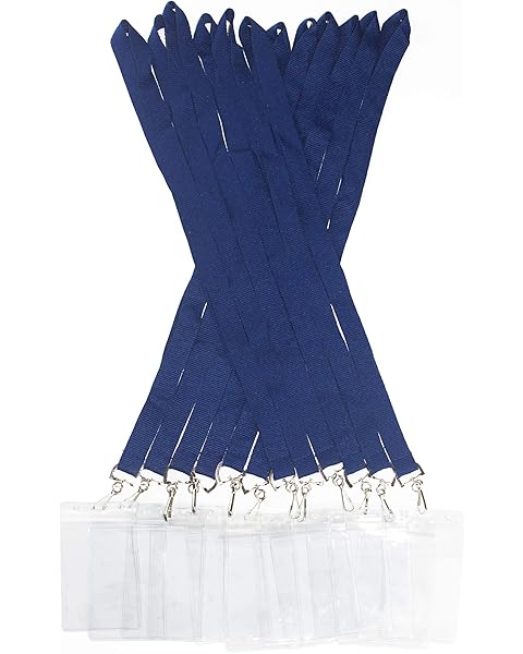 12-Pack Navy Blue Lanyards with Waterproof ID Card Holders -Druable Polyester Neck ...