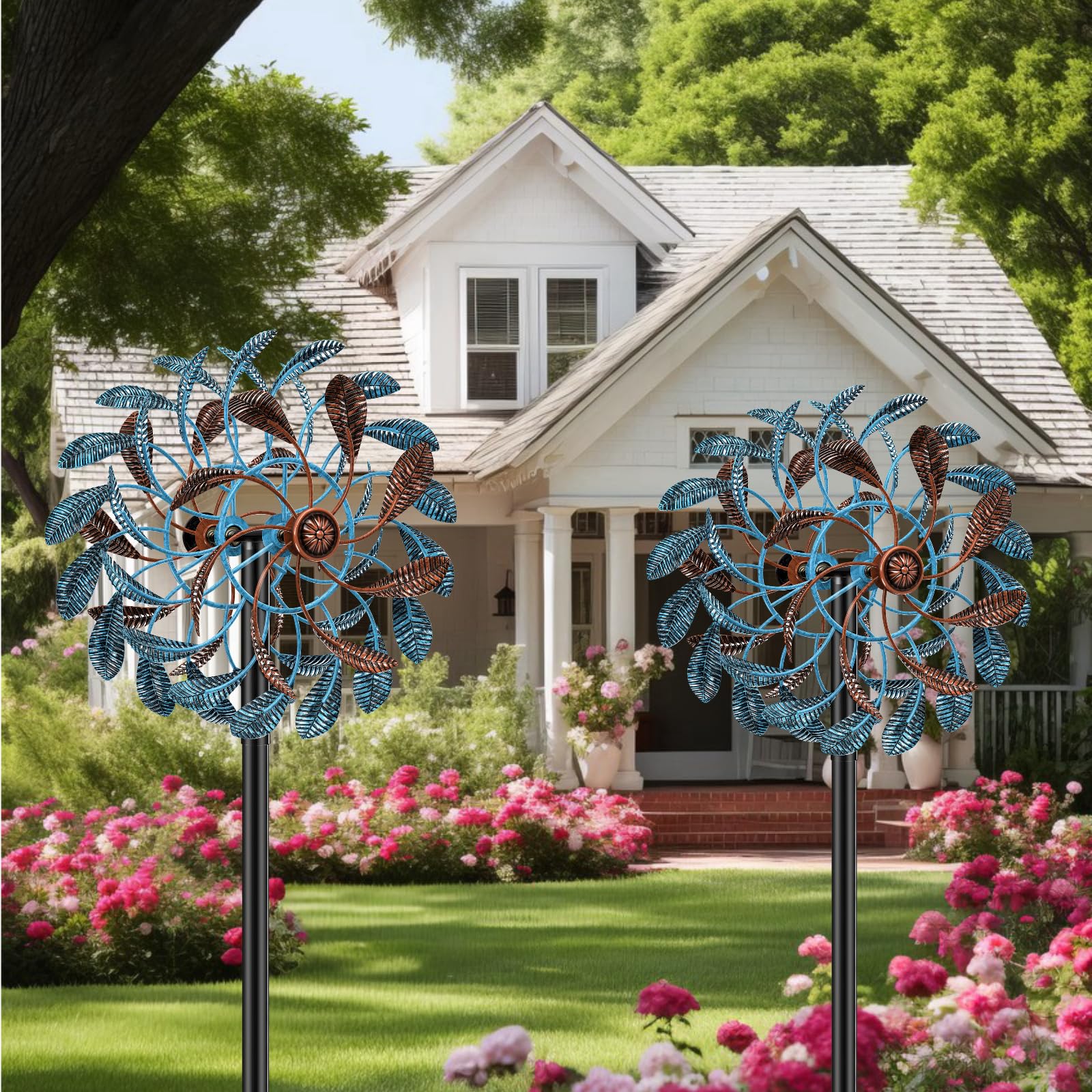 Molinillos de Viento de 360° para Exteriores, esculturas de Viento con estaca de Metal, Molino de Viento cinético Grande de Metal para decoración de Patio, molinillos para jardín, Exterior,