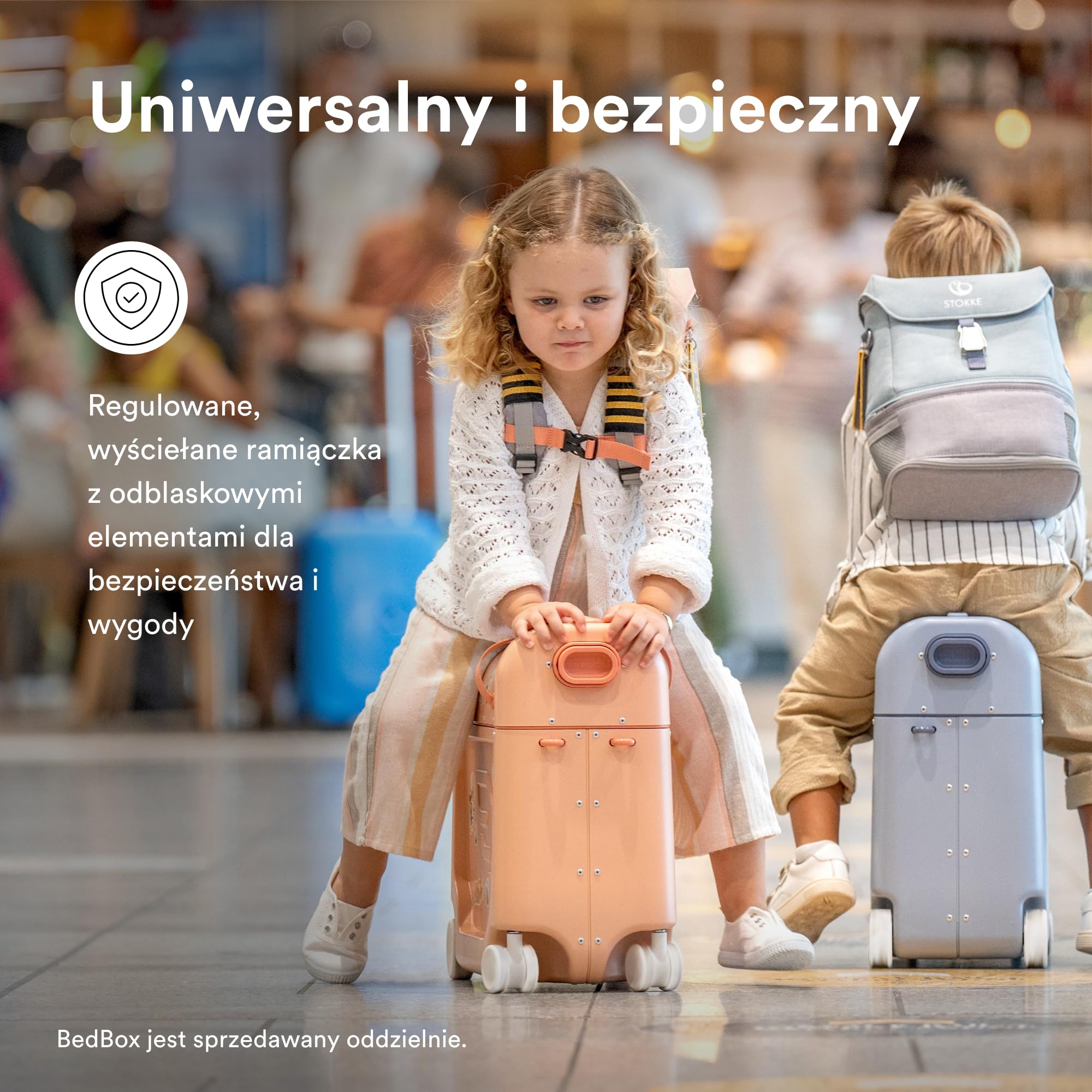 Stokke JetKids Plecak, Coral Pink - Rozszerzana konstrukcja dla dzieci w wieku 2-7 Lat - Zawiera wysuwaną podkładkę do siedzenia, przywieszkę na imię i odpinane paski kapitańskie