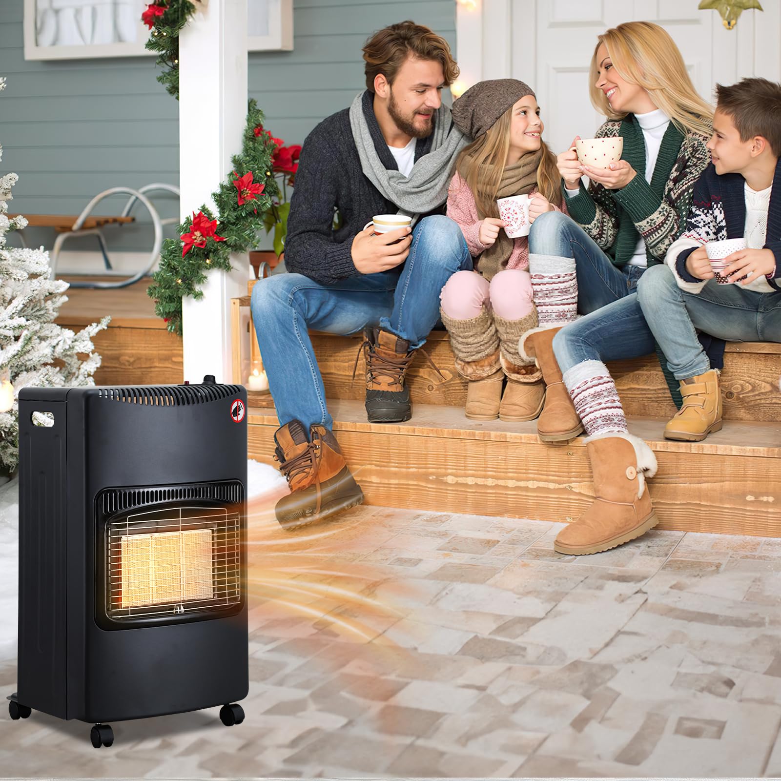Piec gazowy 4,2 kW, grzejnik gazowy, grzejnik gazowy, butle na butan lub propan, do 10 kg, w zestawie regulator ciśnienia gazu, wąż gazowy, ochrona przed utratą płomienia, zabezpieczenie