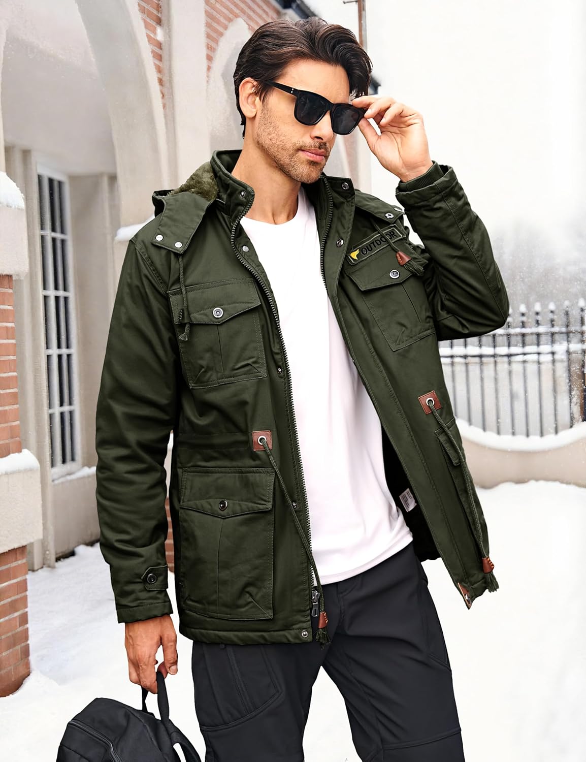 MAGCOMSEN Men's Winter Jacket Cotton Fleece Lined Warm Jackets Work Cargo Military Coats with 6 Pockets - Image 2