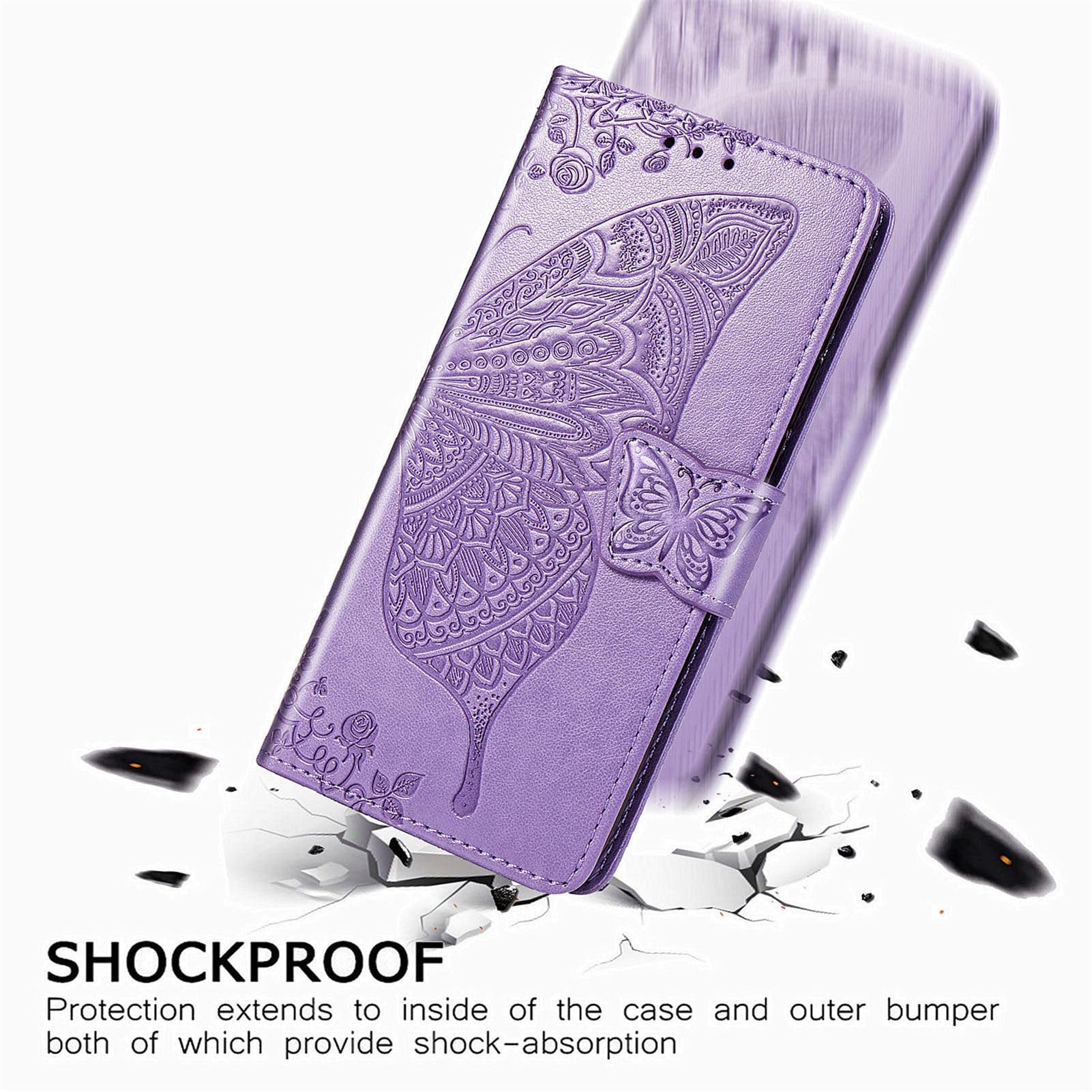Etui z klapką do Samsung Galaxy Z Fold 5, portfel, skóra PU, wytłoczone kwiaty, motyl, pasek na nadgarstek, etui na karty kredytowe, różowe1