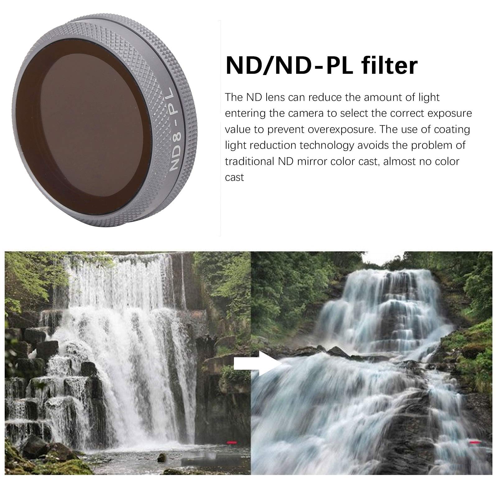 Set di filtri per obiettivo fotocamera da 3 pezzi per 2 droni, accessorio per fotocamera professionale per droni, filtri CPL ND8 - PL regolabili UV con vetro ottico, installazione