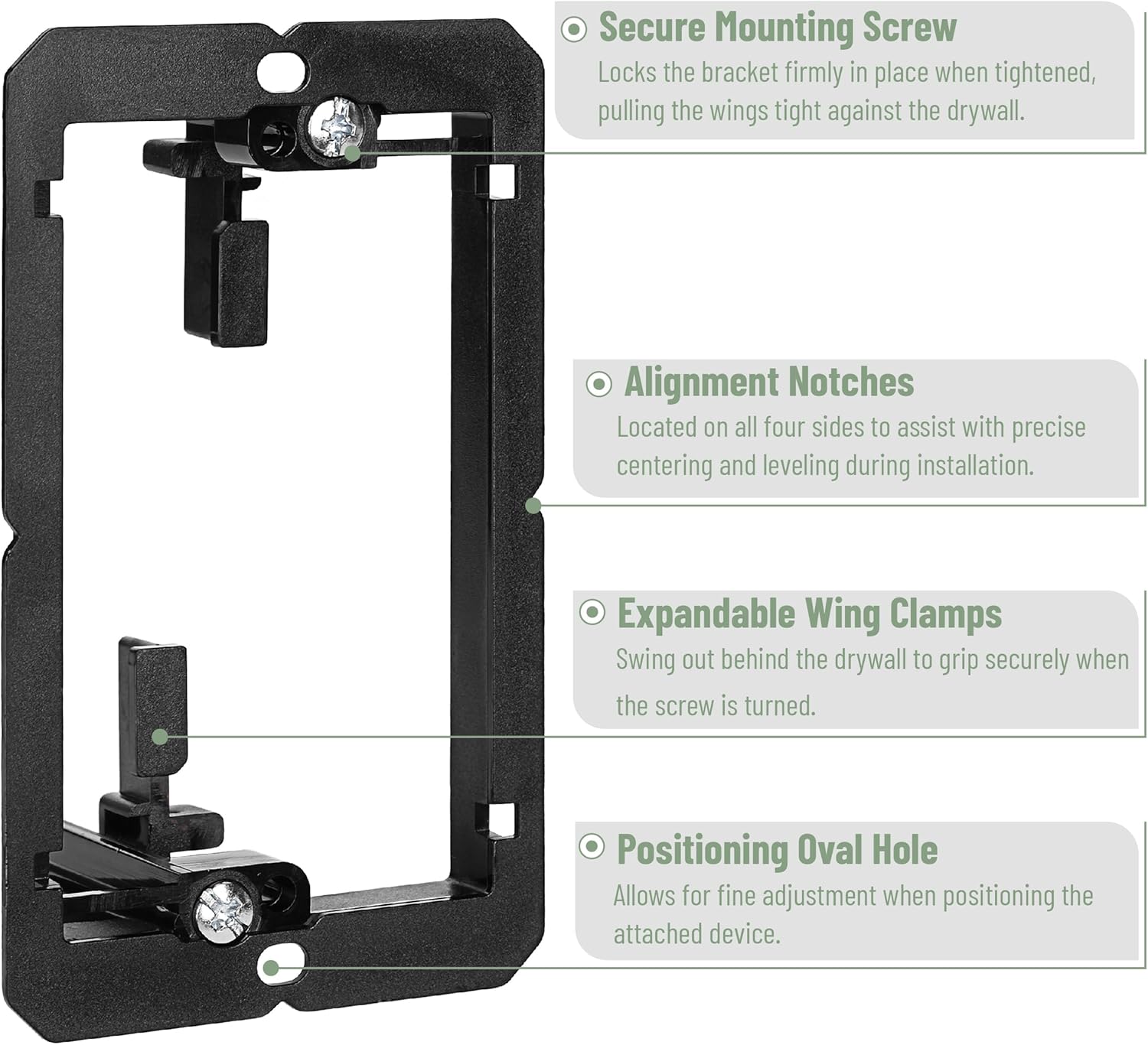 Bates- Brush Wall Plate with Low Voltage Mounting Bracket, 2 Pack, 2.75" x 4.5" Black Cable Pass Through Wall Plate with Matching Screws