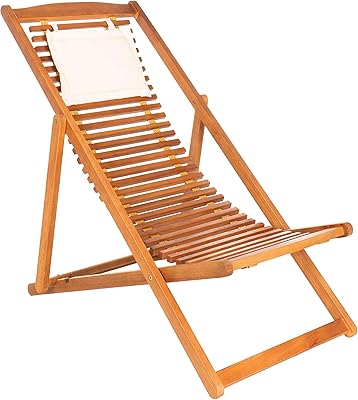 Safavieh PAT7048B Outdoor Collection Rendi Natural and Beige Relax Pillow Sling Chair