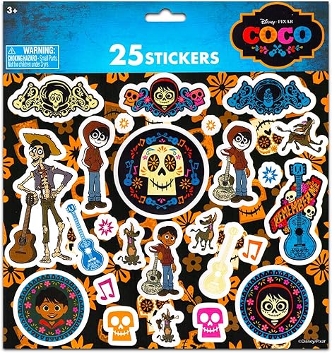 Miniatura 2 de Calcomanías de Coco de Disney, paquete de 6, 150 calcomanías de Coco para suministros de fiesta de Coco, recuerdos de fiesta, cumpleaños de Disney,