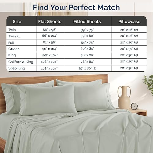 Miniatura 6 de Casa Platino Juego de sábanas individual XL de percal  Juego de sábanas de 4 piezas 100% algodón individual XL, con sábana ajustada de bolsillo