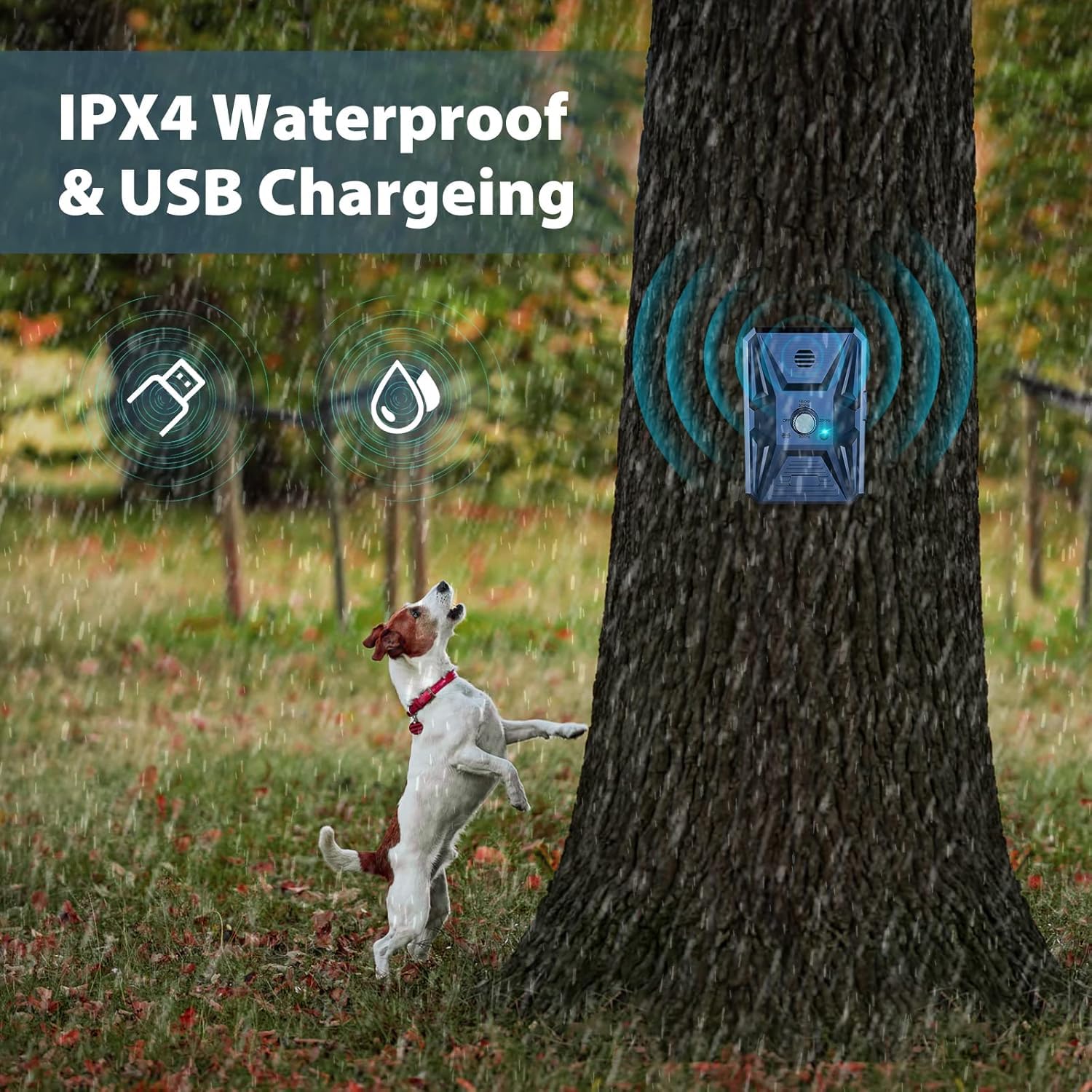 Anti Aboiement pour Chien, Dispositif Anti Aboiement ,33 Pieds Rechargeable Dispositif Dissuasion pour Petits et Grands Chiens Exterieu, Anti-Aboiement Chiens Ultrason pour Chien Anti Aboiements pour