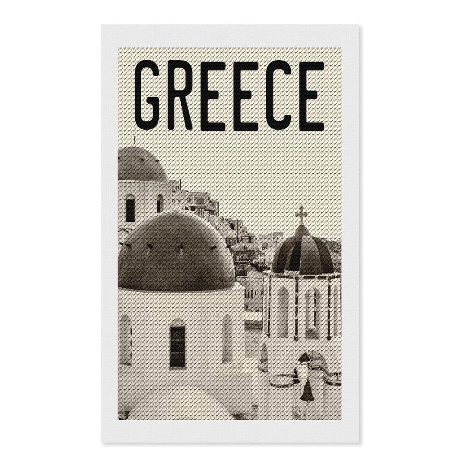 Junmoney Greece Santorini Round Drill Diamond Painting 12"x20", Handmade Wall Decor, Modern Decor, Aesthetic Room Decor, Easy Craft Set