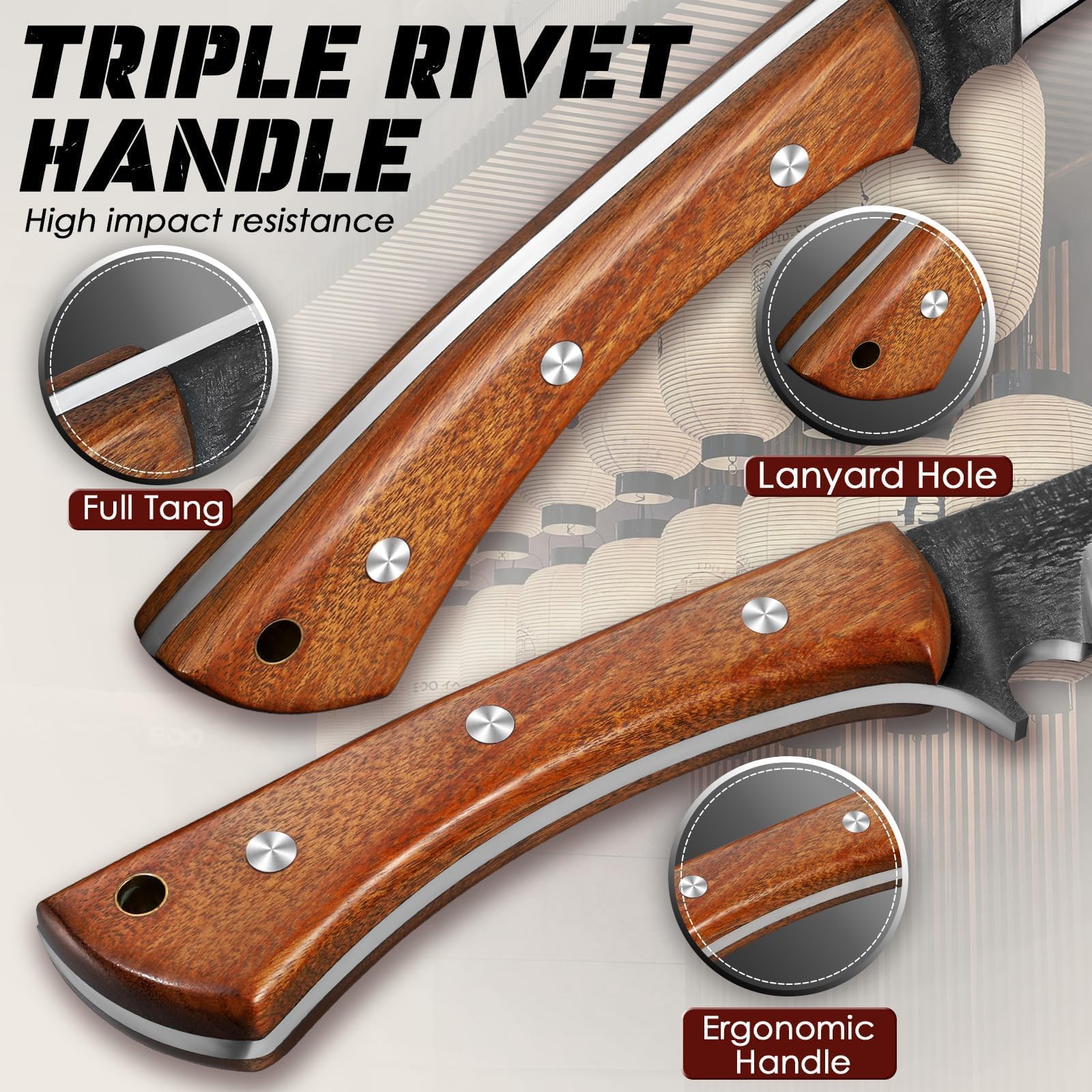 Freelander Machete Outdoor Survival Messer, Feststehende Klinge mit Holzscheide, Full Tang Bushcraft Machete mit Holzgriff für Camping, Wandern, Geschenk für Männer Outdoor