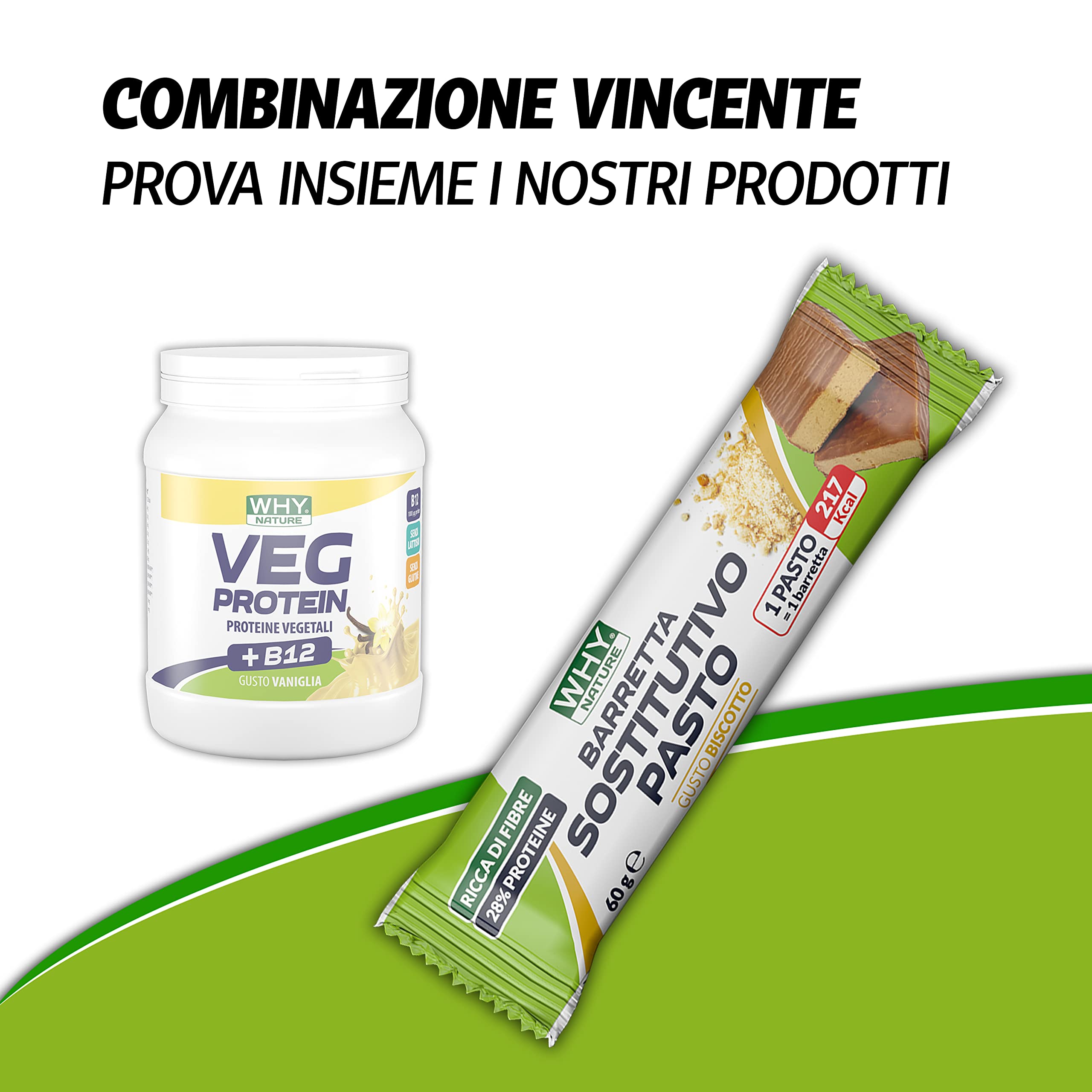 WHY NATURE VEG PROTEIN - Proteine in Polvere Vegetali con Vitamina B12 - Senza Glutine - Gusto Vaniglia - 450 gr