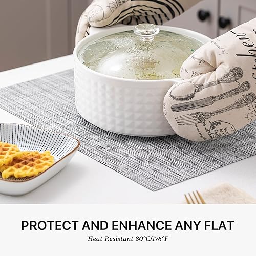 Miniatura 5 de LEXMORE PlaceMats - Juego de 12 manteles individuales tejidos de viniloplástico para mesa de cocina, interiorexterior, lavable, tapete lavable para