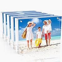 laapee 5x7 Acrylic Picture Frames 5 Pack - Double Sided Magnetic Clear Photo Frames, Free Standing for Desk or Tabletop Display
